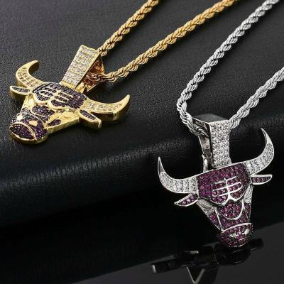 China Fashionable and Generous Bulls Pendant Simple Lead Free Brass Zircon Jewelry Necklace Nickel Free for sale