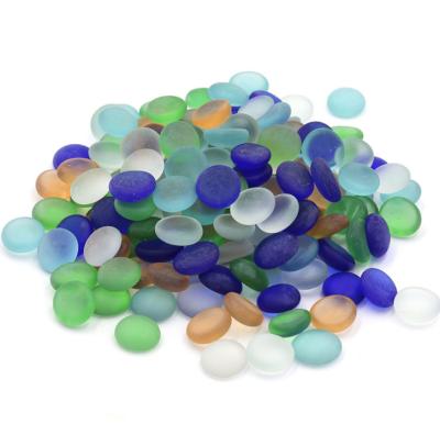 China Sea Eco - Friendly Frosted Glass Flat Beads Decorative Glass Beads for sale