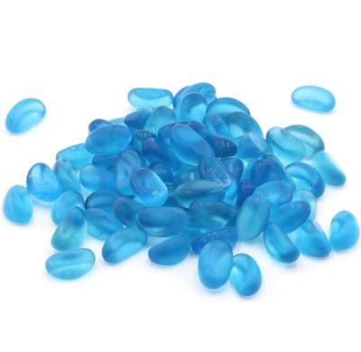 China Eco-friendly Aqua Blue Frosted Cashew Glass Pebble For Aquarium Decoration for sale