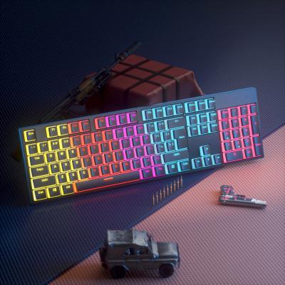 China Wholesale wireless keyboard pudding switches 104 key mechanical keyboard, RGB led backlit mechanical gaming keyboard for sale