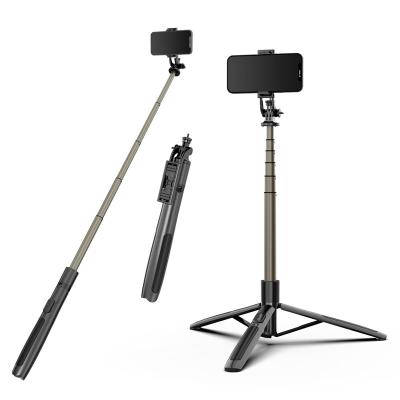 China Folding Mini Portable 60 inch Selfie Stick for outdoor livestreaming, Multifunctional Reinforced Aluminum Alloy Toothblue Tripod Selfie Stick Q06 for sale