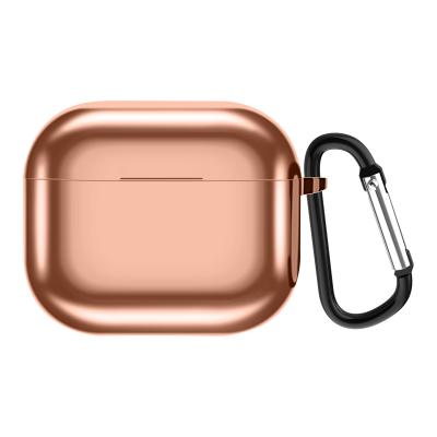 China Plating Fashion Electroplate Soft TPU Case With Key Chain Carrying Ring For Apple AirPods 3 for sale