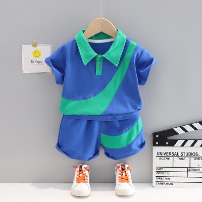 China Summer Kids Baby Boy Clothes Colorblock Design Boy Casual Clothing Set Short Sleeve Kids Clothing Girl 2 Piece Set for sale