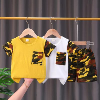 China Casual Boy Clothing Set Baby Boys Camouflage Print Pocket Kids Wear Pure Cotton T-shirt Shorts Baby Clothes 2 Piece Sets for sale