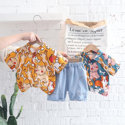 China Wholesale Sefreshing Cute 2 Color Deer Boy Clothing Set Summer Fashion Cotton Shorts Sleeve Casual Kid Casual Suit for sale