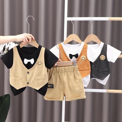 China Boy's Dressing Set Baby Summer Casual Dress Shorts Suits Cute Children Clothing Smile Link Child Suit Breathable Wholesale 2 for sale