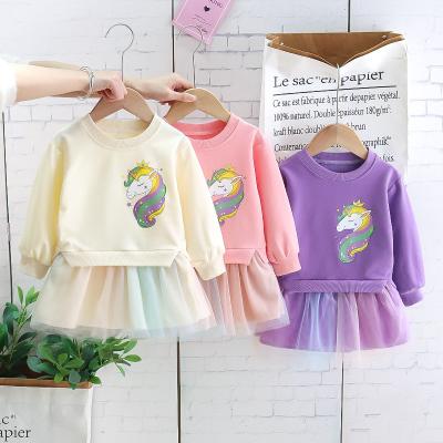 China Girls Boy Casual Dress Set Kids Dress Wholesale 2 Unicorn Lace Princess Girls Dresses Cute Summer Fashion Girls Dress for sale