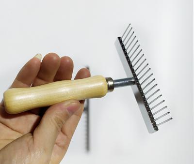 China Pet Clean Mini Premium Stainless Steel Wood Handle Pet Brush For Knot Pet Grooming Brush for sale