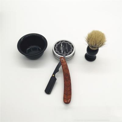 China High quality twin blade straight razor complete set - with shaving brush, shaving soap and leather for sale