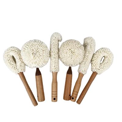 China Bamboo Kitchen Cup Bottles Brush Handle Eco-friendly Sustainable Cleaning Around EVA Sponge Cup Brush for sale