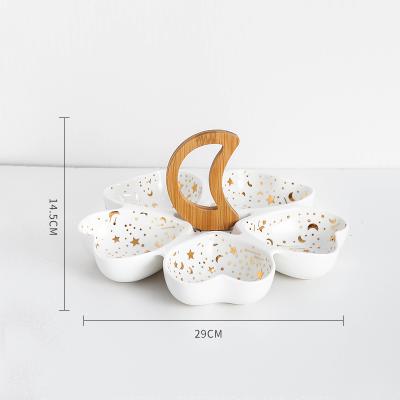 China Viable Nordic Ceramic Snack Tray Container Ceramic Bowl Dried Fruit Snack Tray Set Small Plate Snack Tray for sale