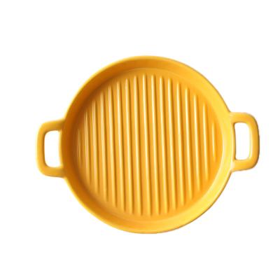 China Viable Nordic Mold With Oven Baking Pan Baked Rice Ceramic Pan Handle Dish Cheap Ceramic Dish for sale