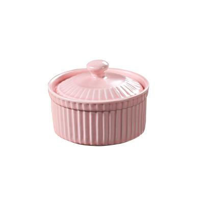 China New Style Stocked Bird's Nest Bowl With Lid Baked Dessert Steamed Egg Ceramic Small Bowl for sale