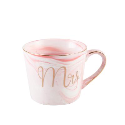 China Stocked European style marbled ceramic mug gold rim cup coffee mug wedding gift can be printed with LOGO for sale