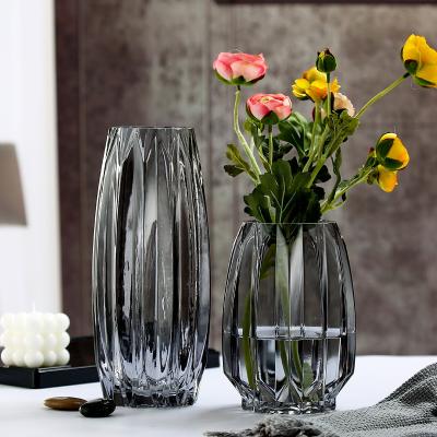 China Minimalist creative vertical irregular glass vase living room decoration vase simple home ornaments on board for sale