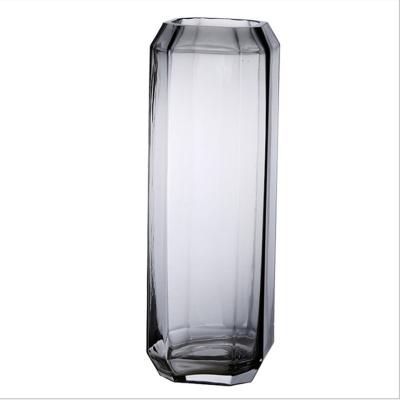 China Creative Geometric Vase Minimalist Clear Glass Vase Vase Living Room Decoration Ornament for sale