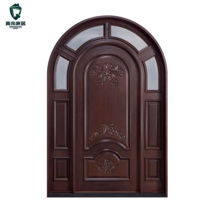 China Traditional half round single main wooden entrance door and window frame design for sale