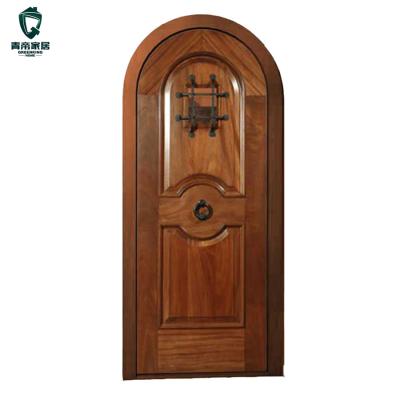 China Traditional Snap Glass Carving Pattern Half Moon Wood Door for sale