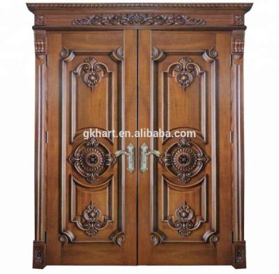 China Swing Front Entry Carved Solid Wood Double Doors Design for sale