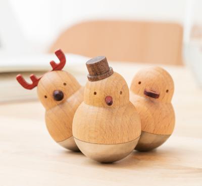 China Illustration Wooden Funny Tumbler Chubby Toy For Children Gift Cute Colorful Wooden Tumbler Toy for sale