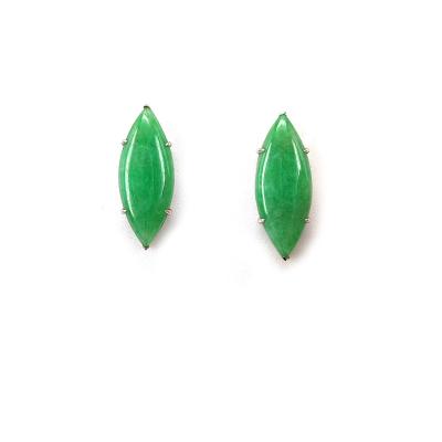 China High Quallity New creative Rhombus shape natural high quality Jadeite Earrings  green jadeite for sale