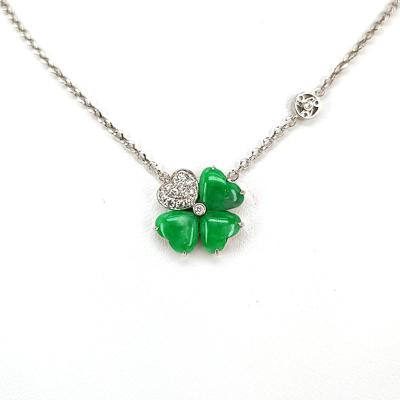 China High Quallity Natural Green Jade Four Leaf Clover Necklace for sale