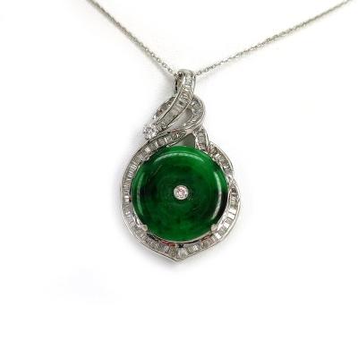 China High Quallity Donut  Natural Jadeite Pendant/18k gold for sale