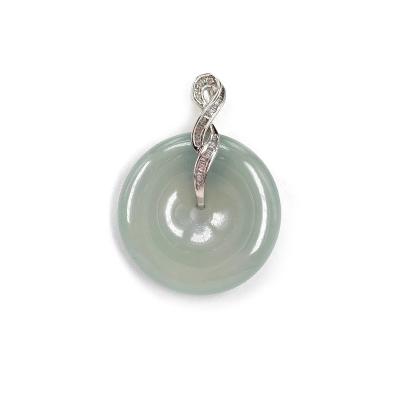 China High Quallity Fashion Accessories Natural Jadeite Ping An Buckle Pendant Inlaid 18K White Gold for sale