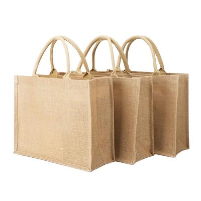 China Custom Cheap Foldable Reusable Burlap Daily Folding Tote Bag Shopping Burlap Bags Logo Printed Eco Recycle Natural for sale