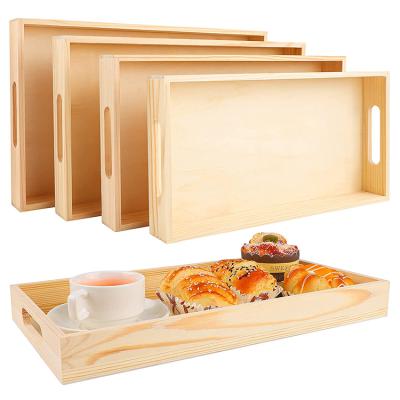 China Sustainable Wholesale Home Food Kitchen Serving Dishes Decoration Wooden Breakfast Tray for sale