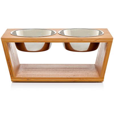 China Sustainable Pure Natural Healthy Wooden Material Cat Bowl Without Any Spray Paint Pet Bowl for sale