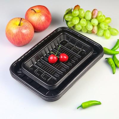 China Food Boxes Packaging Tray Black White Blister TO PET Plastic Food Packaging Fresh Fruits and Vegetables Tray for Store for sale