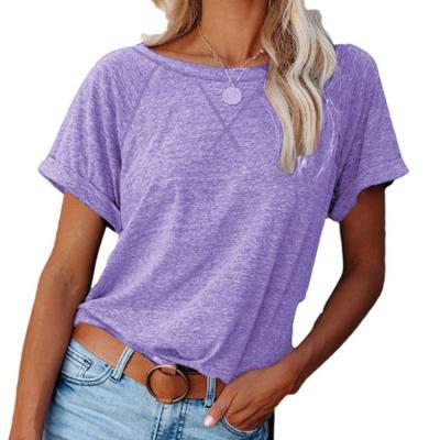 China 2022 Anti-Wrinkle Women Vintage T-shirt Short Sleeve Casual Short Sleeve Solid T-Shirts for sale