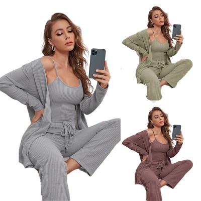 China QUICK DRY 3 Piece Section Plus Size Thin Suspenders Set Sexy Women's Sleepwear for sale