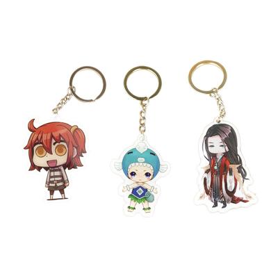 China Cute Cartoon Wholesale of acrylic cartoon keychain metal circular ring drop molding keychain anime pendants by manufacturers for sale