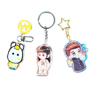 China Cute Cartoon Manufacturer customized acrylic keychain wholesale anime character pendant anti loss sign star ring buckle DIY for sale