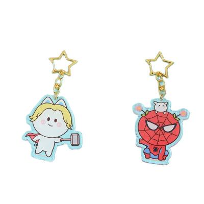 China Anime Double Layer Customization Cute Transparent Acrylic Cartoon Sign DIY Pendant Peripheral Key Chain Ring Wholesale for sale