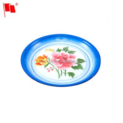 China Viable Metal Tray Enamel Round Enamel Serving Tray for sale