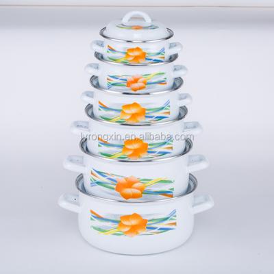 China Eco - Friendly Enamel Casserole Cookware Sets Cooking Pot Ceramic Dinner Dish Sets for sale