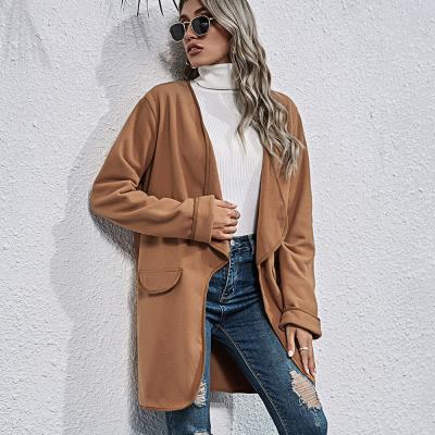 China Wholesale 2021 Women's Crop Tops Camel Lapel Cardigan Anti-wrinkle Women's Ladies Cardigan Tops Long Long for sale