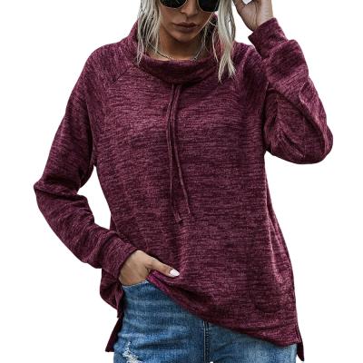 China custom Anti-wrinkle women loose fit turtle neck plain sweatshirt solid loose casual sweater sweater blouse for sale