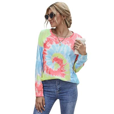 China Autumn Winter Gradual Tie Dye Loose Casual Anti-pilling Women's Sweatshirt Long Sleeve Pullover Tops for sale