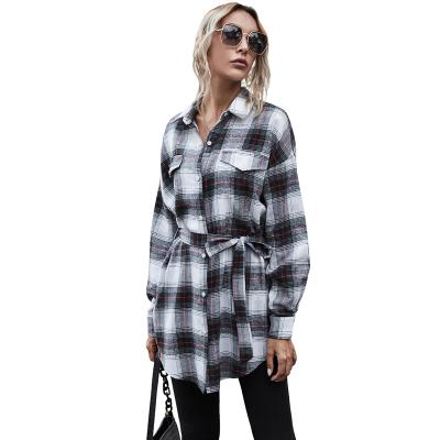 China Anti-pilling New Best Price Blouse Women Plaid Tops Loose Spring Streetwear Long Sleeves Coats Tops Ladies for sale