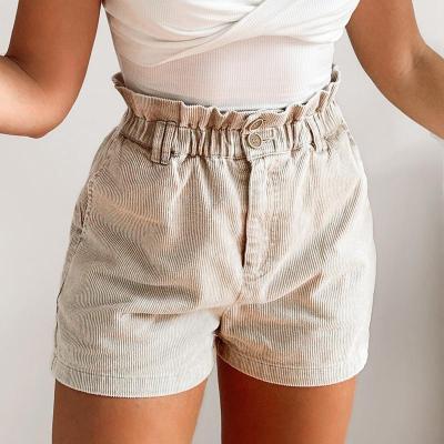 China Anti-Wrinkle Summer Hemp High Waist Wide Leg Pants Women's Straight Waist Shorts Elastic Comfortable Single Button Shorts for sale