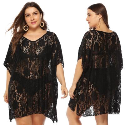 China Anti-Static Hot Sexy Oversized Swimsuit Cover Up Plus Size Women Lace Up Beach Going Out Dress Swimwear Beach Cover Up Dress For Beach Wear for sale