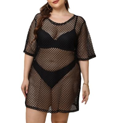 China Anti-static Summer Mesh Tassels Beach Dress Women Swimwear Oversized Bikini Cover Up Mini Loose Solid Pareo Tops Female Swimsuit for sale