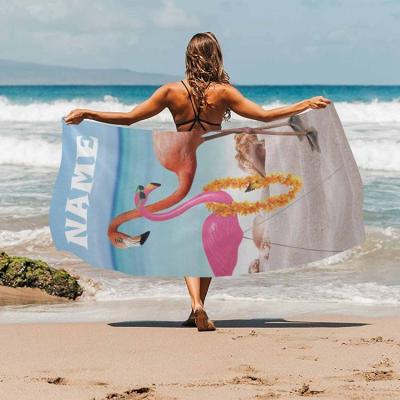 China POD Print Name Cartoon Beach Towel Microfiber Selfie Microfiber Beach Towel Custom Made Safe Custom Animal Funny Gift Personalized Beach Towel For Summer for sale