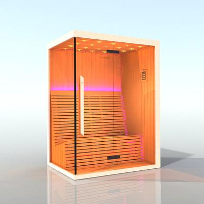 China New Design Wooden Infrared Sauna Room 2 People Computer Control Panel Wooden Dry Indoor Steam Bath Sauna for sale