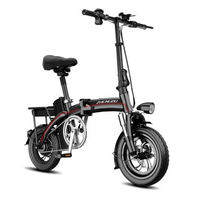 China ZHENGBU D4 Aluminum Alloy 14inch 48V 10AH Lithium Battery Small Kid's Electric Bicycle Lightweight Electric Bike Folding for sale