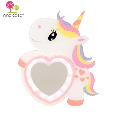 China Cheap COIN Wholesalers Gift Mini Cute Unicorn Wall Night Light With Mirror for sale